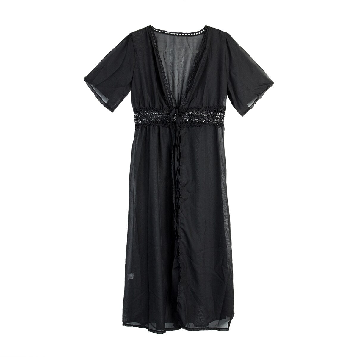Plus Size Beach Long Maxi Dress Bikini Cover Up Tunic Pareo White V Neck Dress Robe Swimwear Bathing Suit Beachwear Black