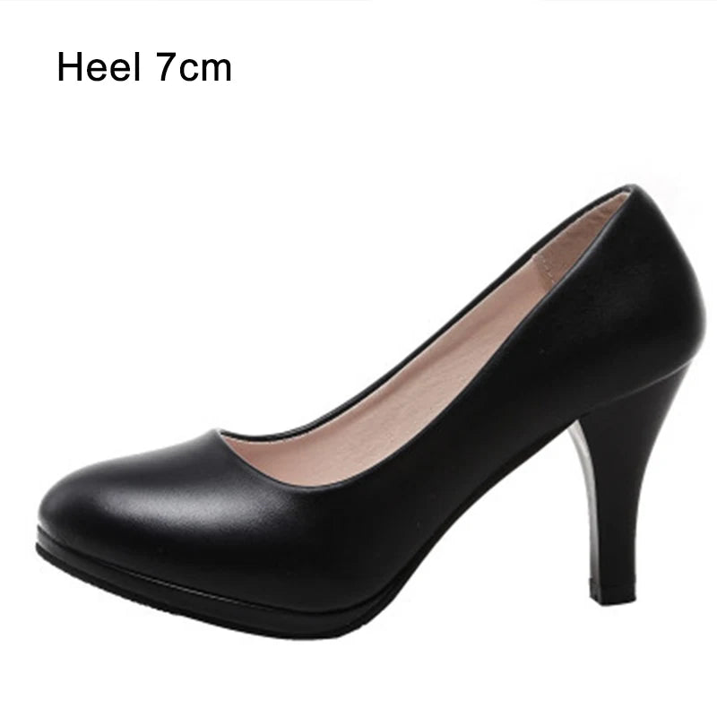 Voesnees Women Shoes Comfortable Formal Wear Black High Heels 3-5cm Professional Mid-heel Flight Attendant Etiquette Work Shoes black 1