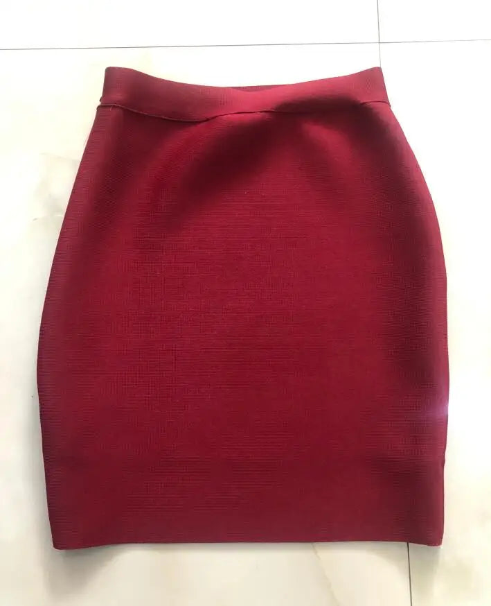 Wholesale Shipping Candy Color Sexy Women Bodycon Mini Bandage Skirt 2021 Designer Fashion Black Pencil Skirt Faldas 43cm Burgundy