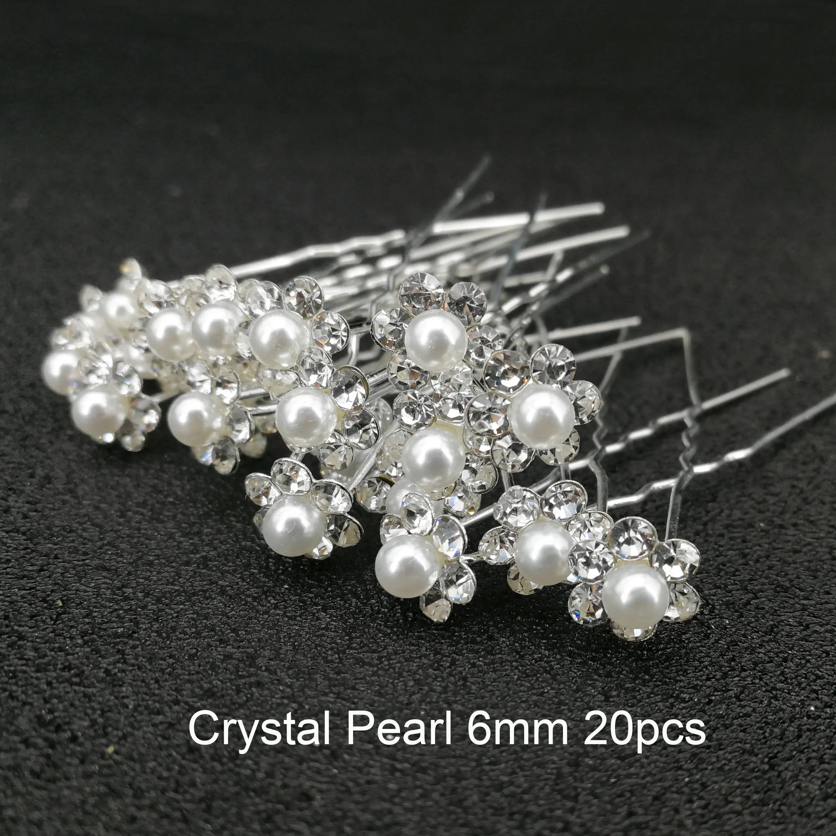 Women U-shaped Pin Metal Barrette Clip Hairpins Simulated Pearl Bridal Tiara Hair Accessories Wedding Hairstyle Design Tools Crystal pearl 20pcs