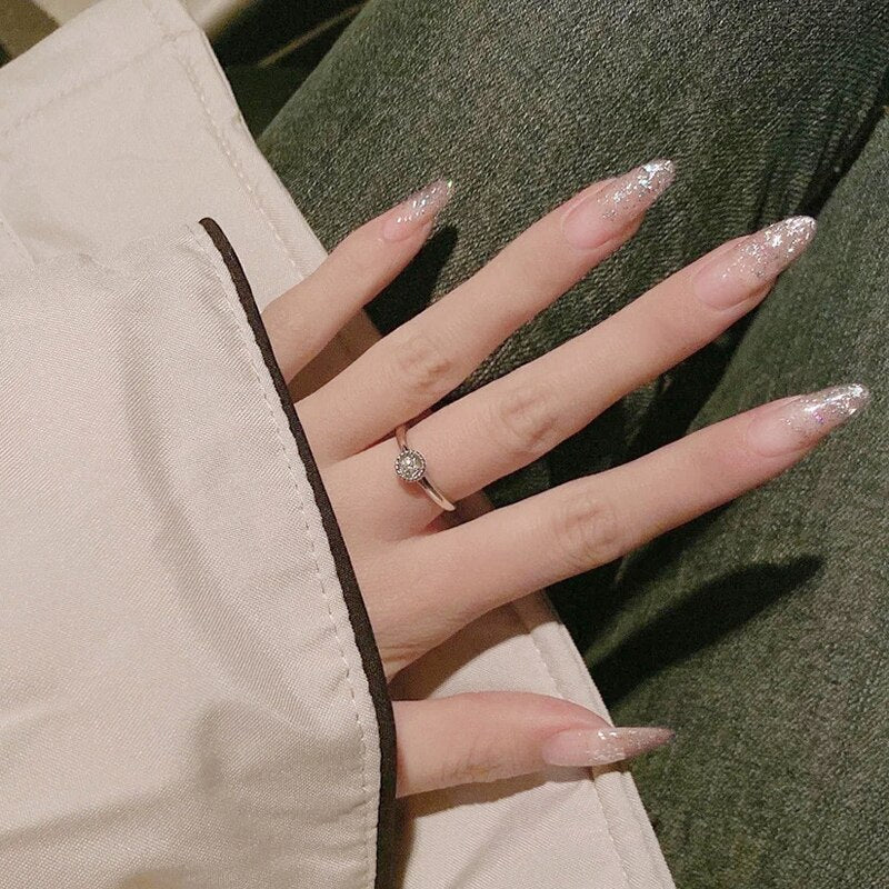 24pcs False Nails Floral Beads Decorated Artificial Nail Tips Bride Reusable Fingernails Fake Nail Press On Nail накладные ногти 27