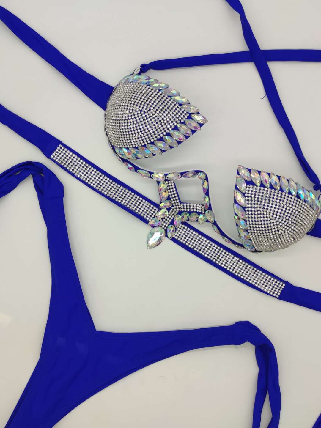 Push Up Triangle Bikini Luxury Rhinestone Women's Swimwear Crystal Diamond Sexy Gathered Swimsuit