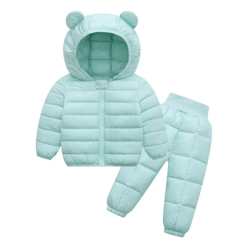 Toddler Baby Girls Boys Clothing Sets Winter Warm Down Jacket Clothes Sets Children Kids Snowsuit Coats Vest Pants Overalls