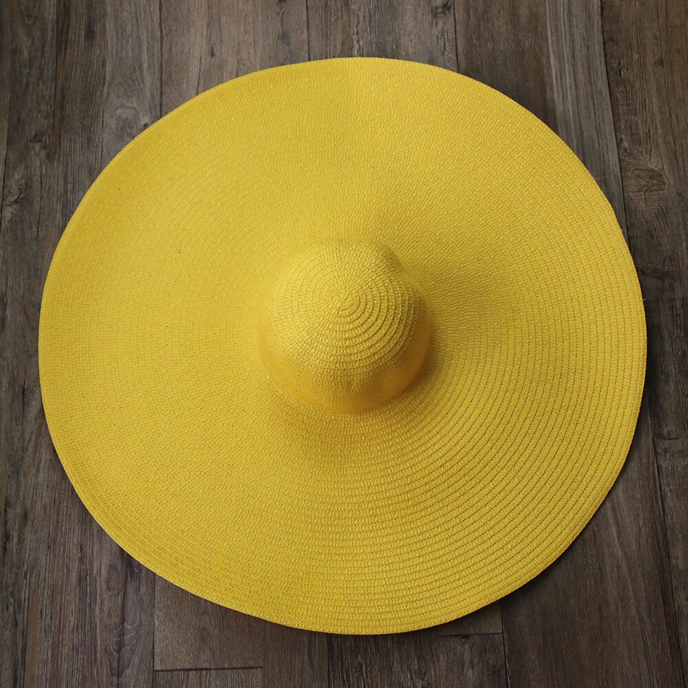 Women Beach Accessories Sombrero Big Size Hat Female Large Wide Brim Straw Sun Hats Oversized Anti UV 50 Summer Hat Wholesale yellow