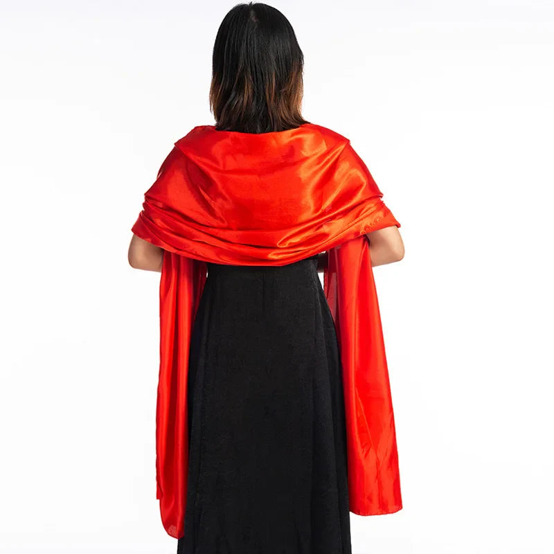 19 Colors Women Evening Wraps Shawls 240*70cm Satin Long Formal Wedding Party Ladies Bolero 2 Size Can Choose red