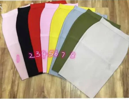 16 Colors Tight Pink Green Black Rayon Knee Length Bandage Skirt Night Club Party Skirt