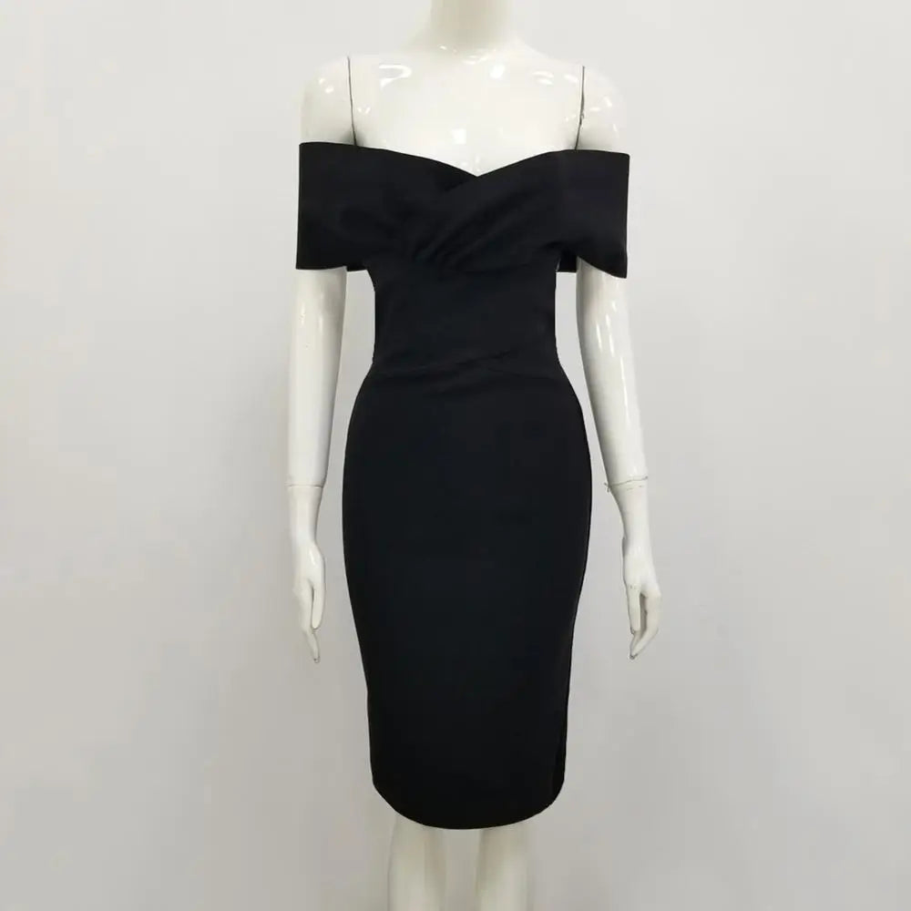 Free Shipping Sexy Off Shoulder Mint Green Women Summer Bandage Dress 2019 Designer Fashion Party Dress Club Vestido black