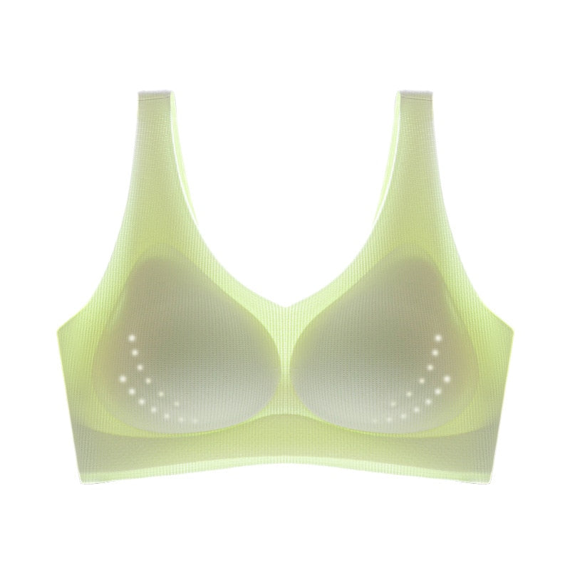 Sexy Ice Silk Bras Push Up Seamless Underwear Beauty Back Deep V Bralette Until Thin Lingerie 3