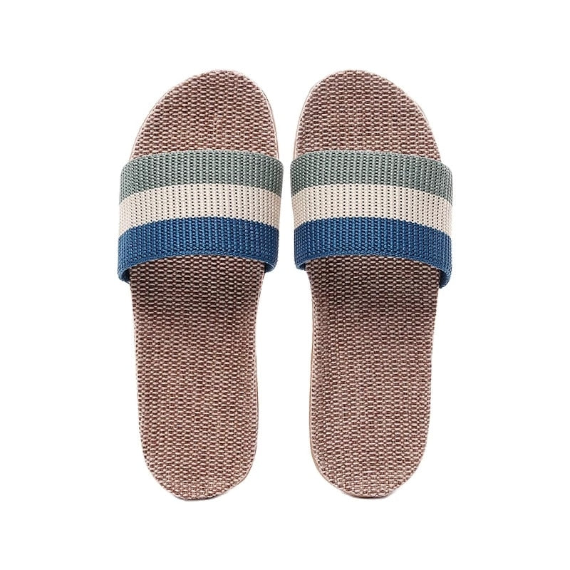Suihyung Summer Flax Slippers Women Men Casual Linen Slides Multi-Style Non-Slip EVA Home Flip Flops Indoor Shoes Female Sandals