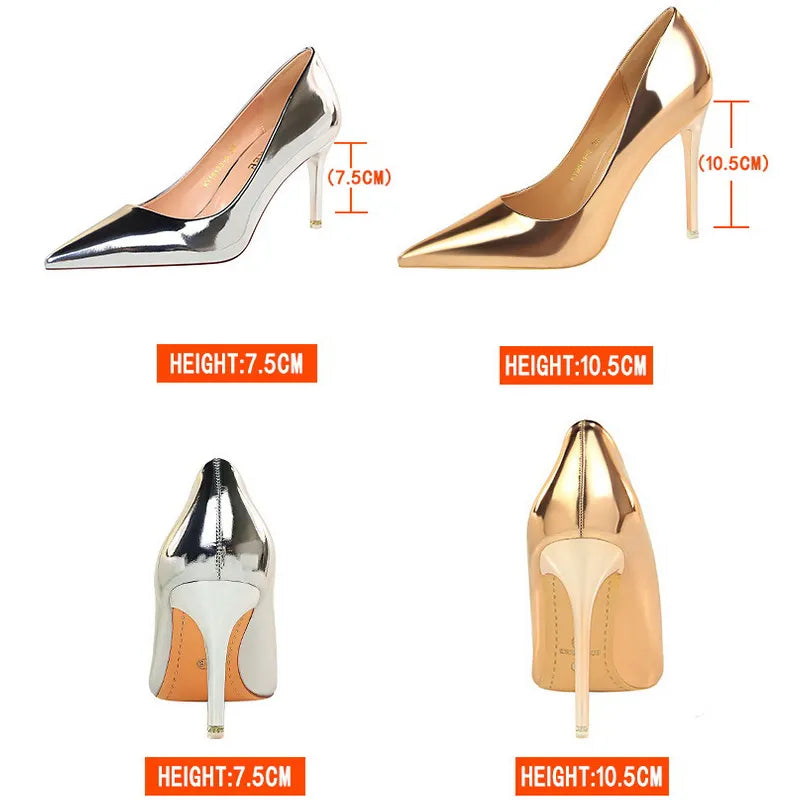 Shoes Woman Pumps Patent Leather High Heels Shoes Women Basic Pump Wedding Shoes Female Stiletto Women Heel Plus Size 43