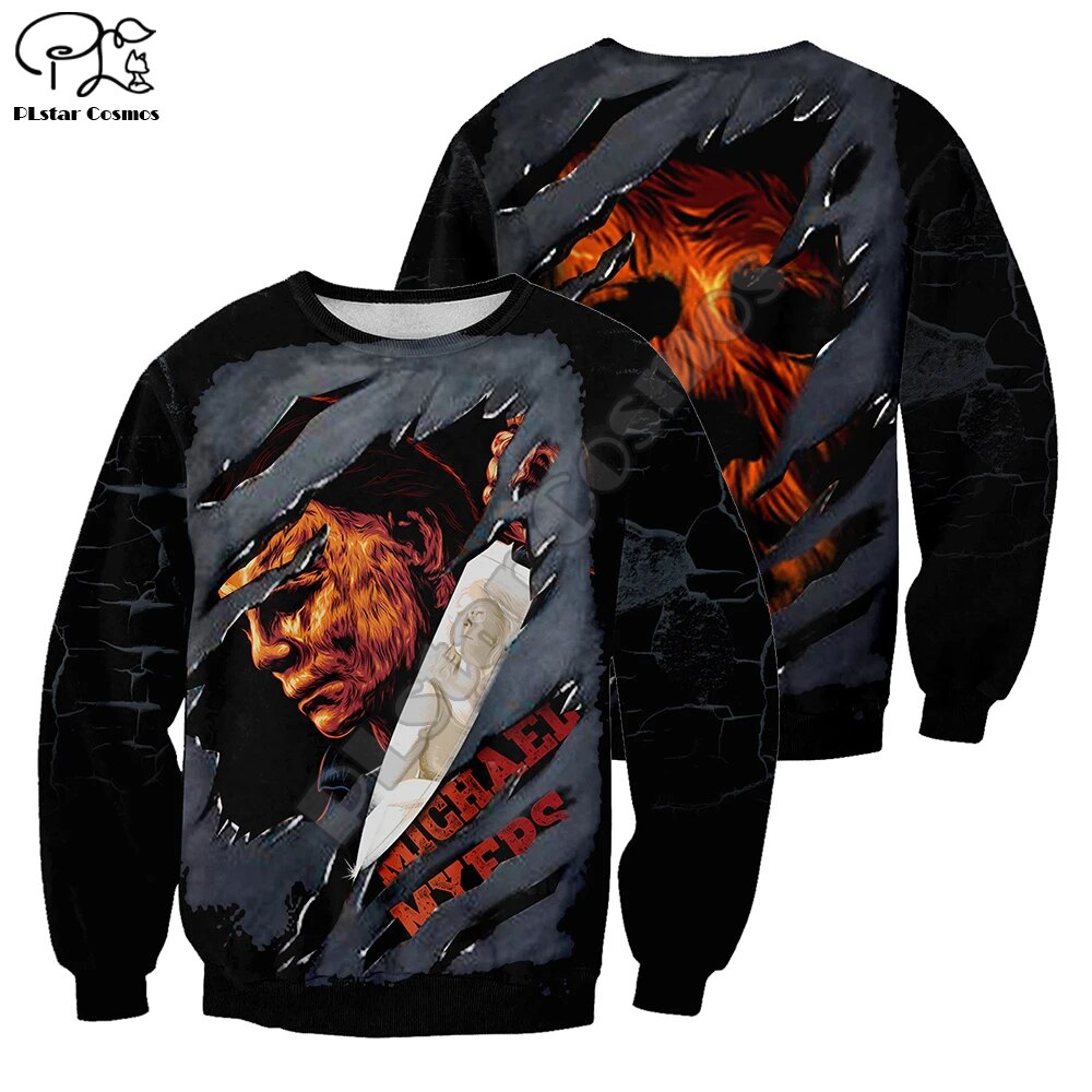 PLstar Cosmos Halloween Movie Michael Myers Horror Terror Men/Women 3Dprint Men's Hoodie Funny Pullover Harajuku Long Sleeve S11
