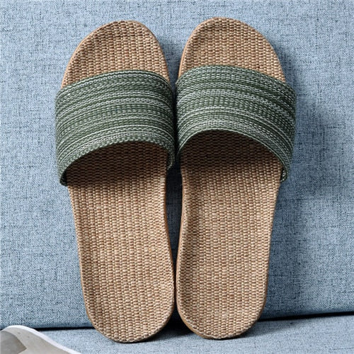 Suihyung Summer Flax Slippers Women Men Casual Linen Slides Multi-Style Non-Slip EVA Home Flip Flops Indoor Shoes Female Sandals