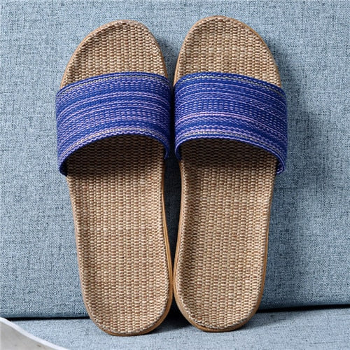 Suihyung Summer Flax Slippers Women Men Casual Linen Slides Multi-Style Non-Slip EVA Home Flip Flops Indoor Shoes Female Sandals
