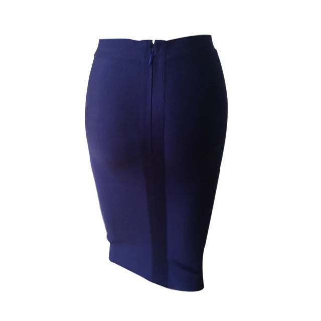 Wholesale Women Summer Fashion Sexy Black Blue Orange Red Beige Bandage Skirt 2022 Designer A Line Pencil Skirt Faldas 60cm Blue