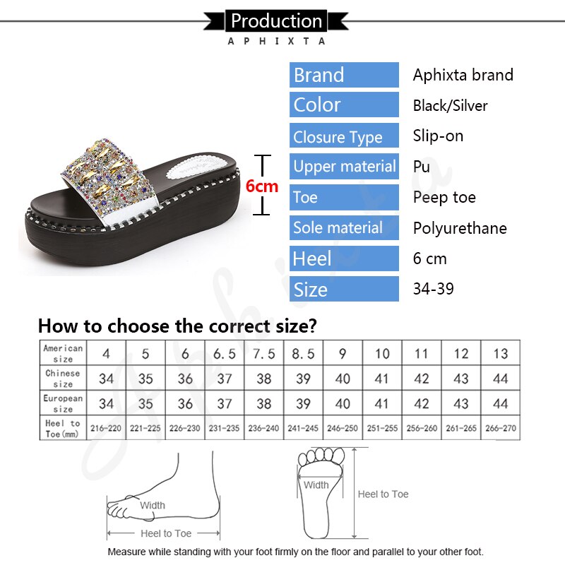 Platform Rhinestone Sandals Slippers Women Gemstone Slides Women Shoes Wedge Slippers String Bead Beach Slides Shoes