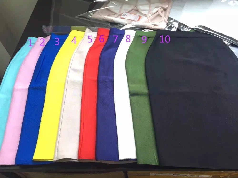 Wholesale Women Summer Fashion Sexy Black Blue Orange Red Beige Bandage Skirt 2022 Designer A Line Pencil Skirt Faldas 60cm