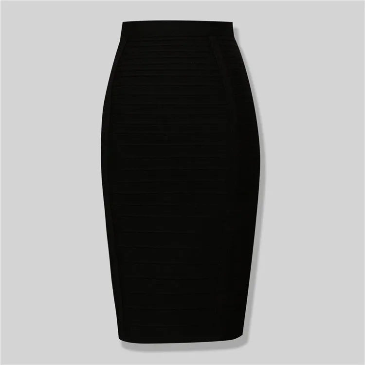 Black Red Blue Orange Zipper Bodycon Rayon Bandage Skirt Day Party Pencil Skirt