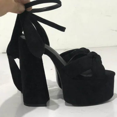 MStacchi Women's Sandals High Platfrom Chunky Heels Shoes Summer Peep Toe Ankle Strap High Heels Party Shoes Sandalia Feminina black