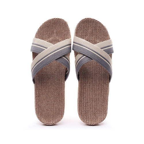 Suihyung Summer Flax Slippers Women Men Casual Linen Slides Multi-Style Non-Slip EVA Home Flip Flops Indoor Shoes Female Sandals