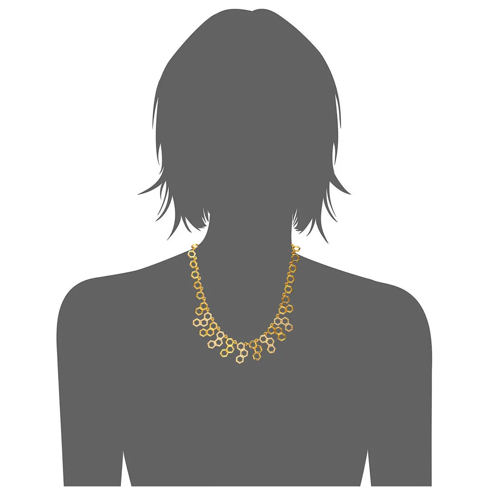 U7 Hexagonal Jewelry New Trendy Molecule Necklace For Women Gold Color Party Statement H2O Necklace N546