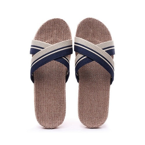 Suihyung Summer Flax Slippers Women Men Casual Linen Slides Multi-Style Non-Slip EVA Home Flip Flops Indoor Shoes Female Sandals As Show 22