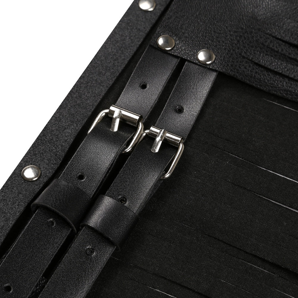 Femmes Adulte Réglable Faux Cuir Ceinture Frange Gland Jupe Ceinture Discothèque Costume Cosplay Fêtes Jupes pour Halloween