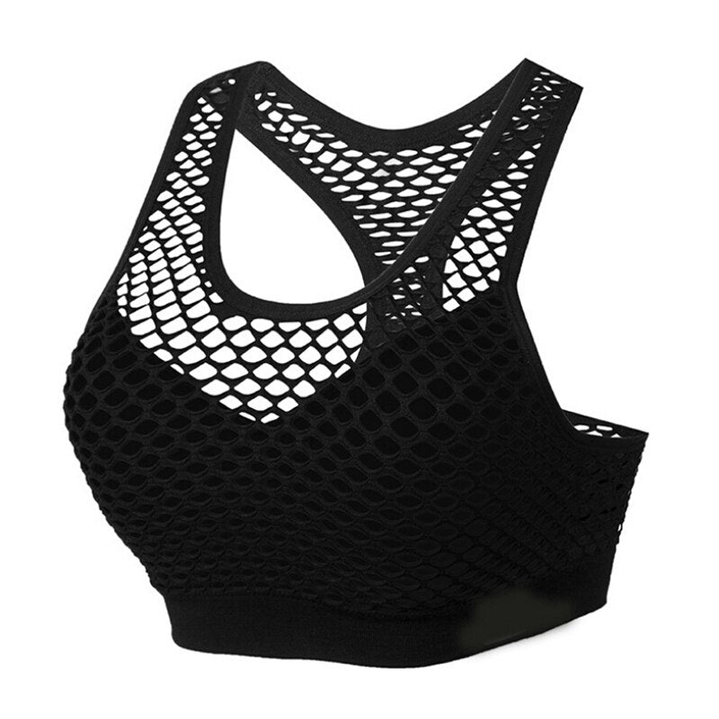 Shockproof Mesh Patchwork Fitness Yoga Bra Push Up Padded Top Anti Sweat Yoga Bra Tops Women Breathable Sportwear