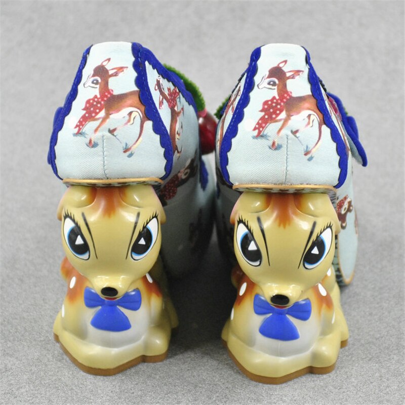 Vivid Painted Deer Heel Bridal Wedding Shoes Design Cherry Belt Buckle Printed Color Strange High Heel Shoes Woman