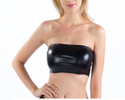 セクシーなゴールドストラップレスドレッシークロップトップ女性光沢のあるストレッチパーティークラブウェアスパンコールチューブトップバンドゥタンクトップダンス衣装
