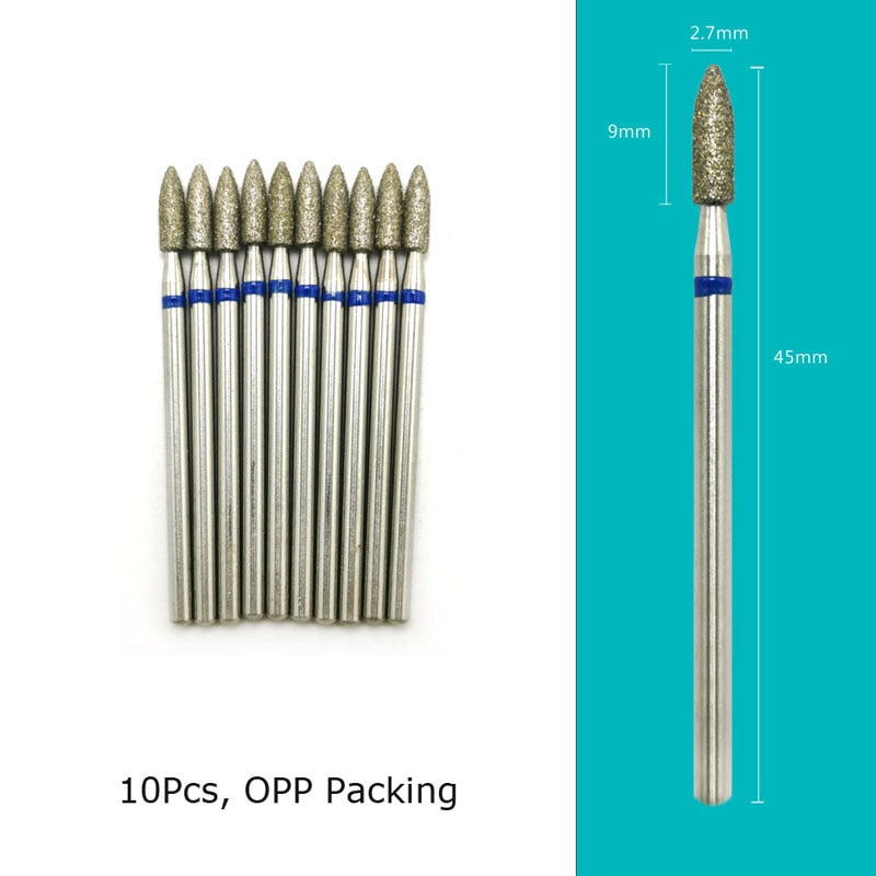 HYTOOS 10pcs/Set Nail Drill Bits Diamond Cutters for Manicure Cuticle Burr Milling Cutter for Pedicure Nails Accessories Tools FA027090D(D)