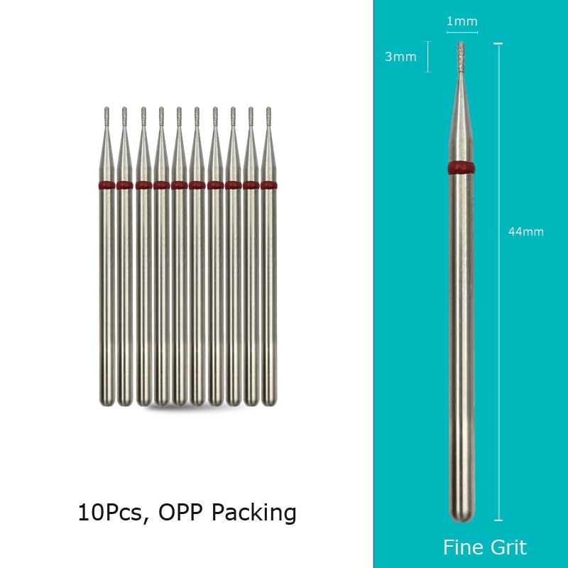 HYTOOS 10pcs/Set Nail Drill Bits Diamond Cutters for Manicure Cuticle Burr Milling Cutter for Pedicure Nails Accessories Tools CN0103D-F(D)