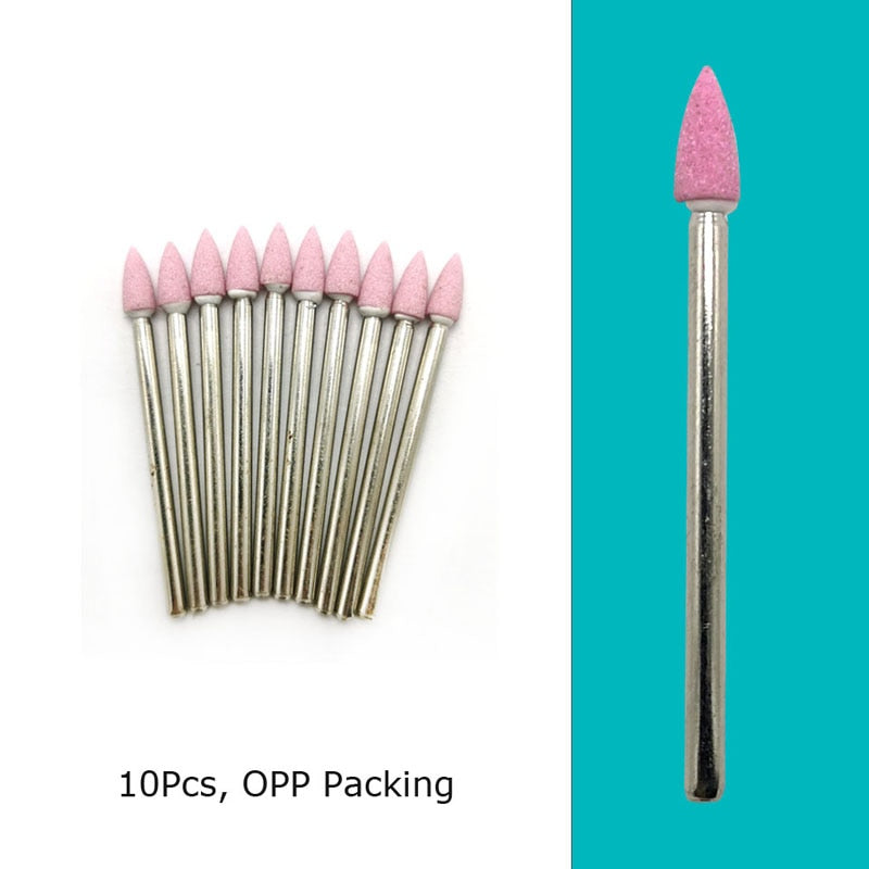 HYTOOS 10pcs/Set Nail Drill Bits Diamond Cutters for Manicure Cuticle Burr Milling Cutter for Pedicure Nails Accessories Tools SJ-210-7(D)