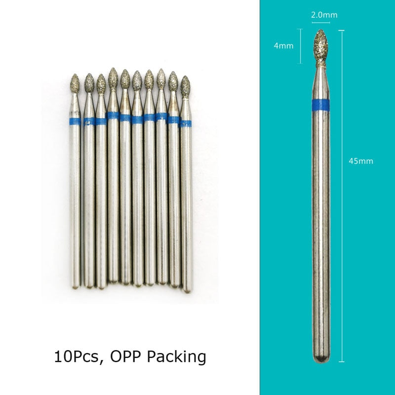 HYTOOS 10pcs/Set Nail Drill Bits Diamond Cutters for Manicure Cuticle Burr Milling Cutter for Pedicure Nails Accessories Tools GD0204D(D)