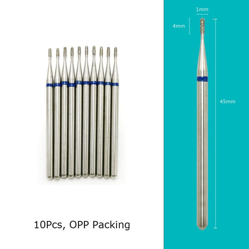 HYTOOS 10pcs/Set Nail Drill Bits Diamond Cutters for Manicure Cuticle Burr Milling Cutter for Pedicure Nails Accessories Tools CN0105D(D)