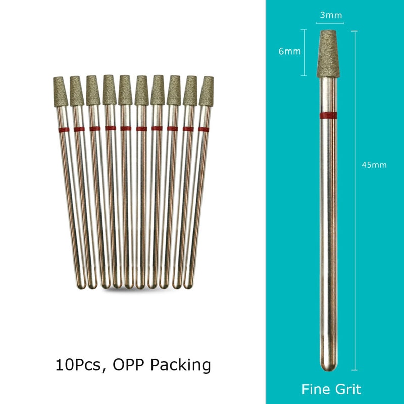 HYTOOS 10pcs/Set Nail Drill Bits Diamond Cutters for Manicure Cuticle Burr Milling Cutter for Pedicure Nails Accessories Tools BM0306D-F(D)