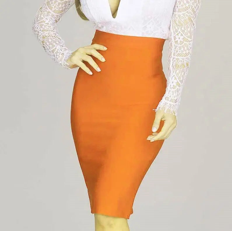 16 Colors Tight Pink Green Black Rayon Knee Length Bandage Skirt Night Club Party Skirt Fuchsia