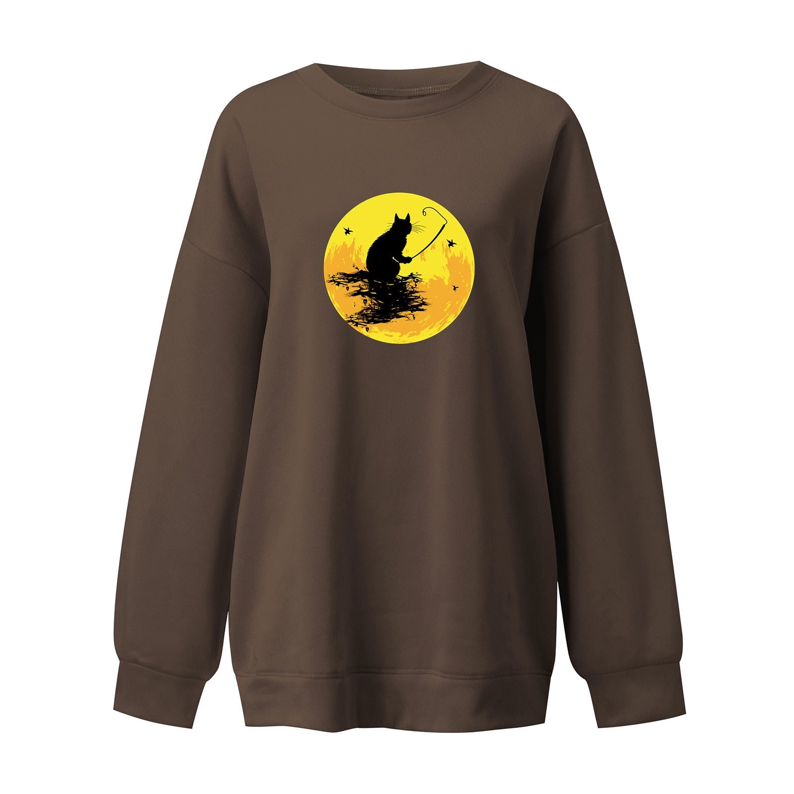 Halloween Animal Print Sweatshirts Personality Sweatshirt Pullover Sweater Women's Sweatshirt Hoodless Streetwear Moletom 2024