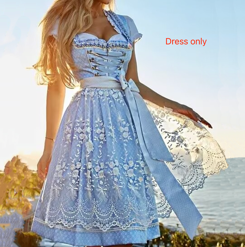 Halloween Munich Beer Long Short-sleeved Printed Lace-up Dress 753870STYLE