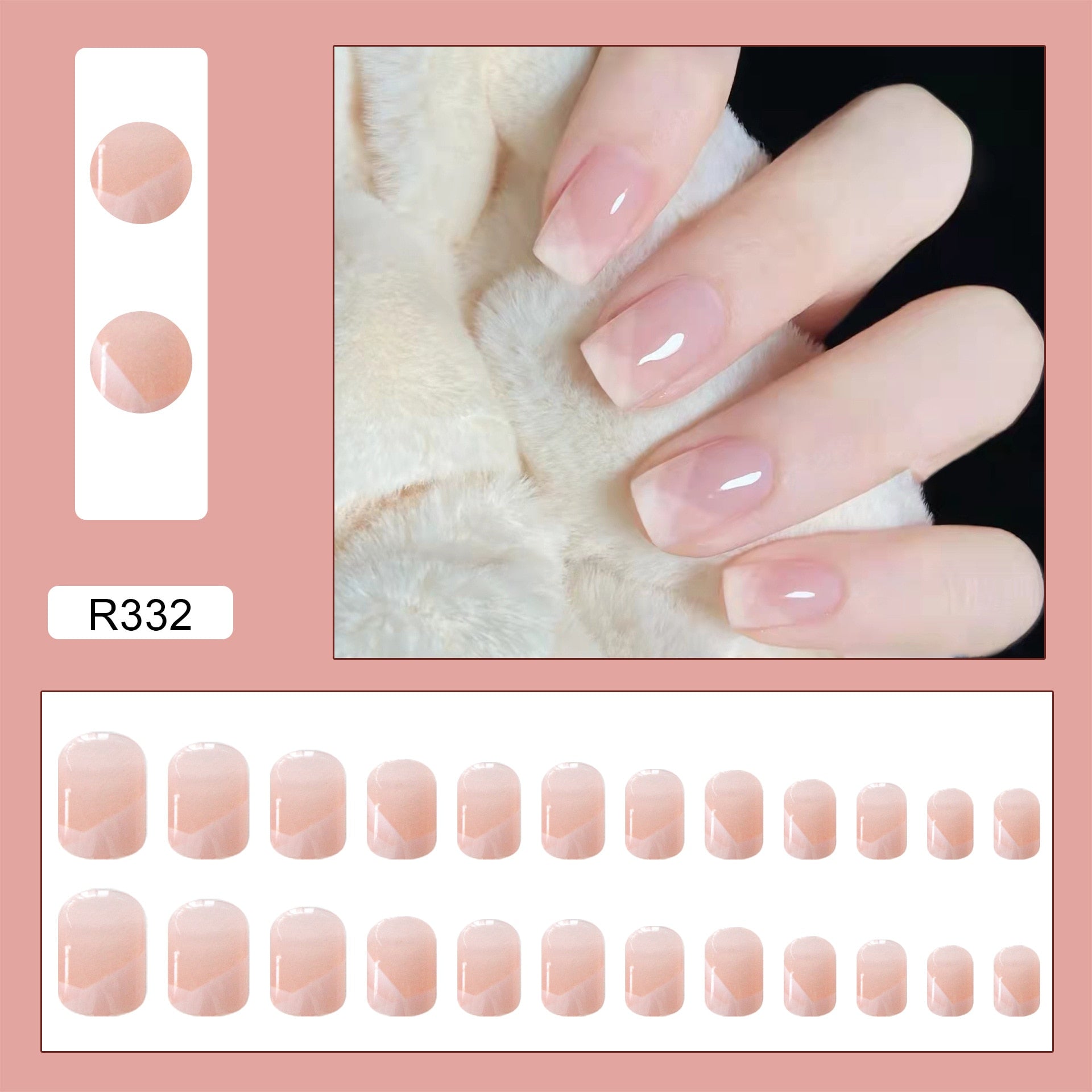 Halloween Press on Fake Nail Set Art Black French Tip Full Cover Coffin Acrylic Short Press-on Pressure False Nails Tips 24pcs R332