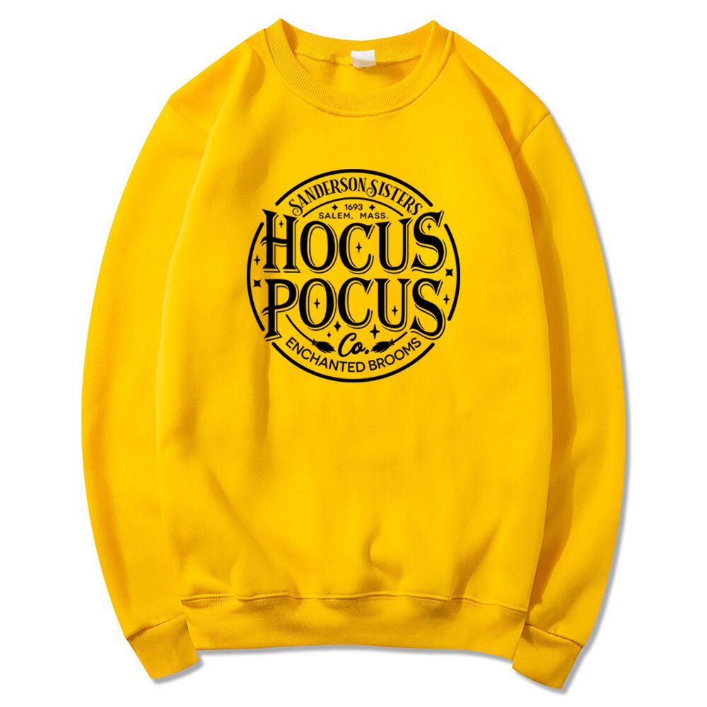 Halloween Sanderson Sisters Sweatshirt Just A Bunch of Hocus Hoodie Basic Witch Sweater Halloween Witch Crewneck Sweatshirts Yellow
