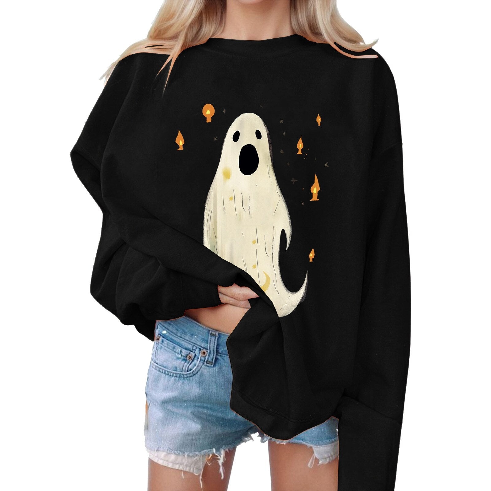 Halloween Sweatshirt Grimace Sweatshirts Vacation Sweater Holiday Women Sweatshirts Autumn Winter Round Neck Outfits Sudadera