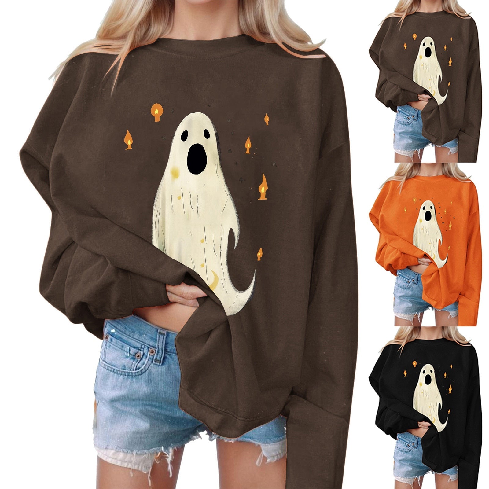 Halloween Sweatshirt Grimace Sweatshirts Vacation Sweater Holiday Women Sweatshirts Autumn Winter Round Neck Outfits Sudadera