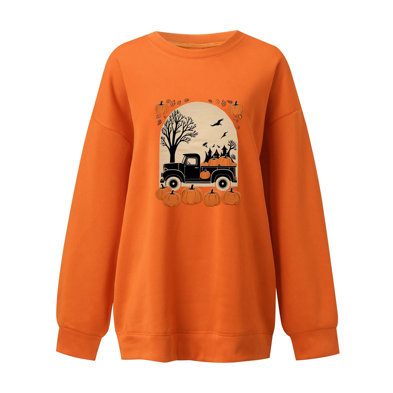 Halloween Sweatshirts Pumpkin Print Sweatshirt Loose Sweater Pullover Women's Sweatshirt Oversized Harajuku Outfits Moletom
