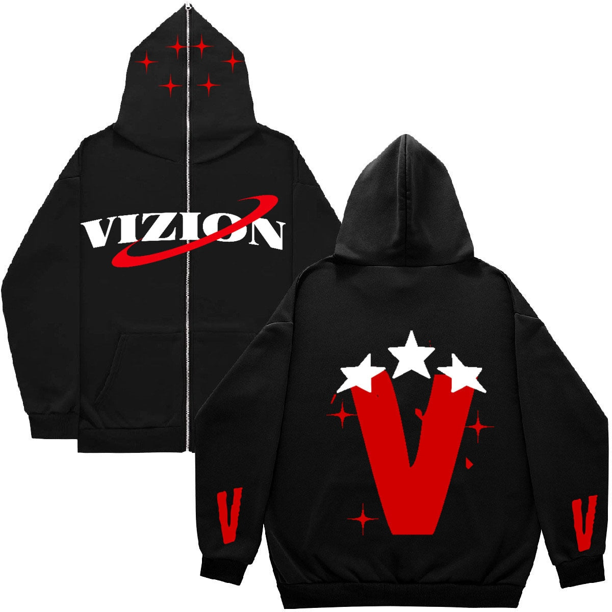 Halloween V-Star Vizion Cobweb Dark Hip Hop Gothic Harajuku Y2k Zip Up 90S Girls Boy Full Hoodie Vintage Chic Jacket Women Coat Black 1