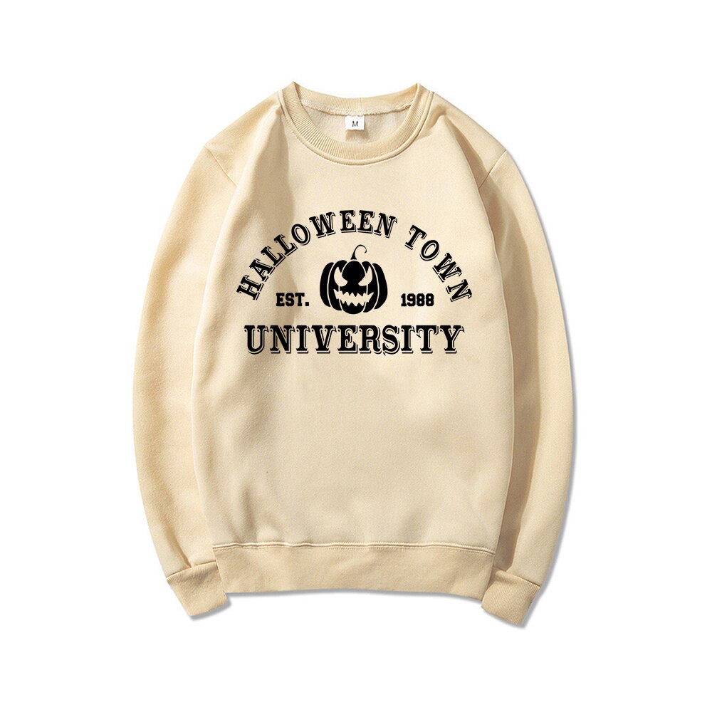 Halloweentown University Crewneck Sweatshirt Halloween Town Est 1998 Pullovers Fall Halloween Hoodies Pumpkin Sweatshirts Hoodie Khaki