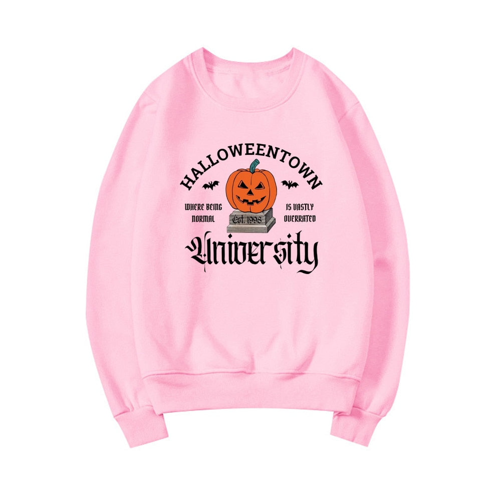 Halloweentown University Sweatshirt Halloweentown Est 1998 Pullover Fall Halloween Sweatshirt Vintage Halloween Town Hoodie Tops Pink