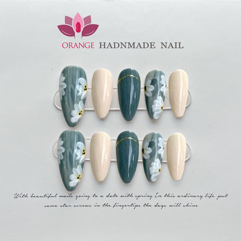 Handmade Acrylic Press on Nail With 3d Designs Full Cover Coffin Head Manicuree With Butterfly Decoration Nail Art Wearable Nail