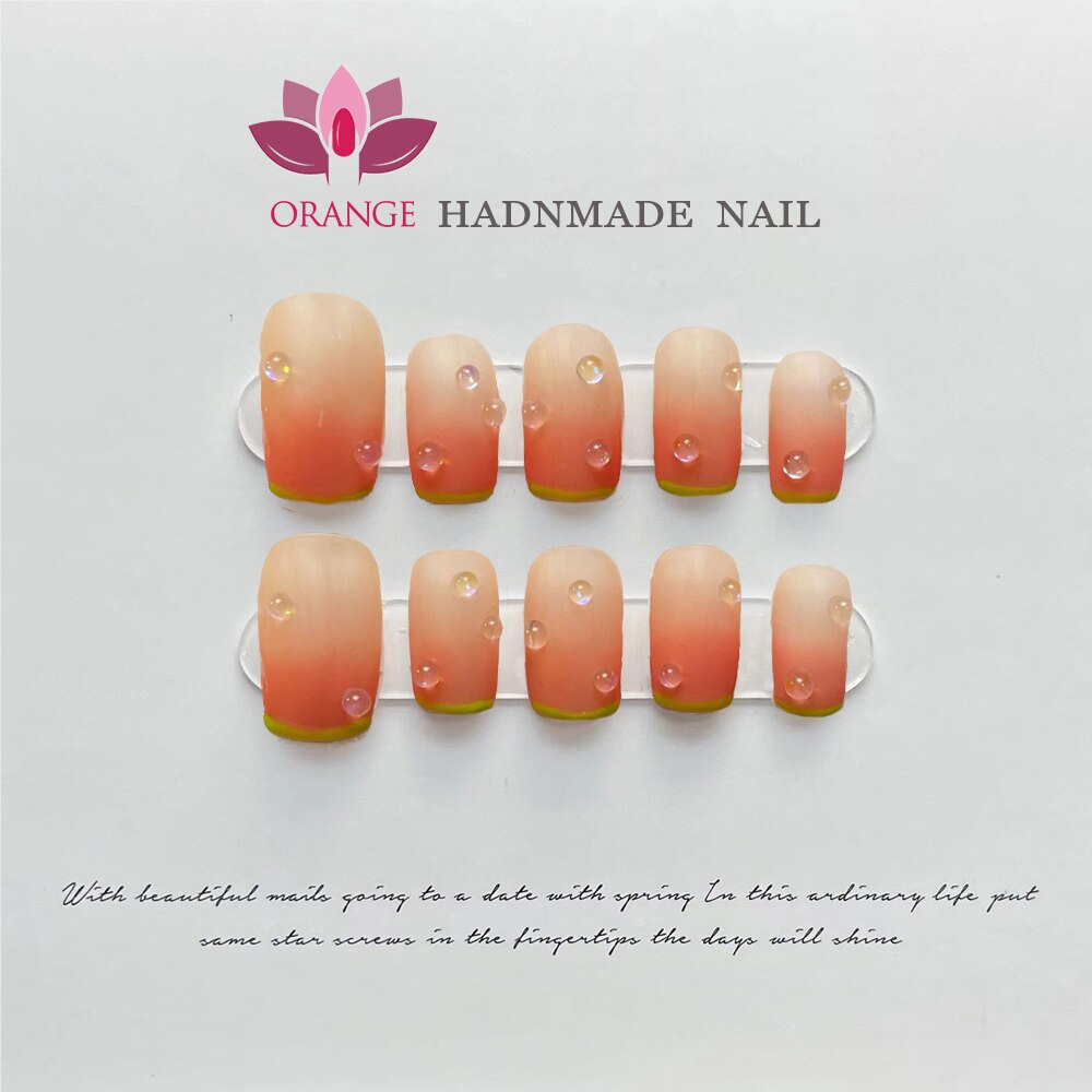 Handmade Pink Fake Nail Press On With Glue Cute Korean Designed Full Cover Winter Manicuree Wearable Nail Art XS S M L Size Nail