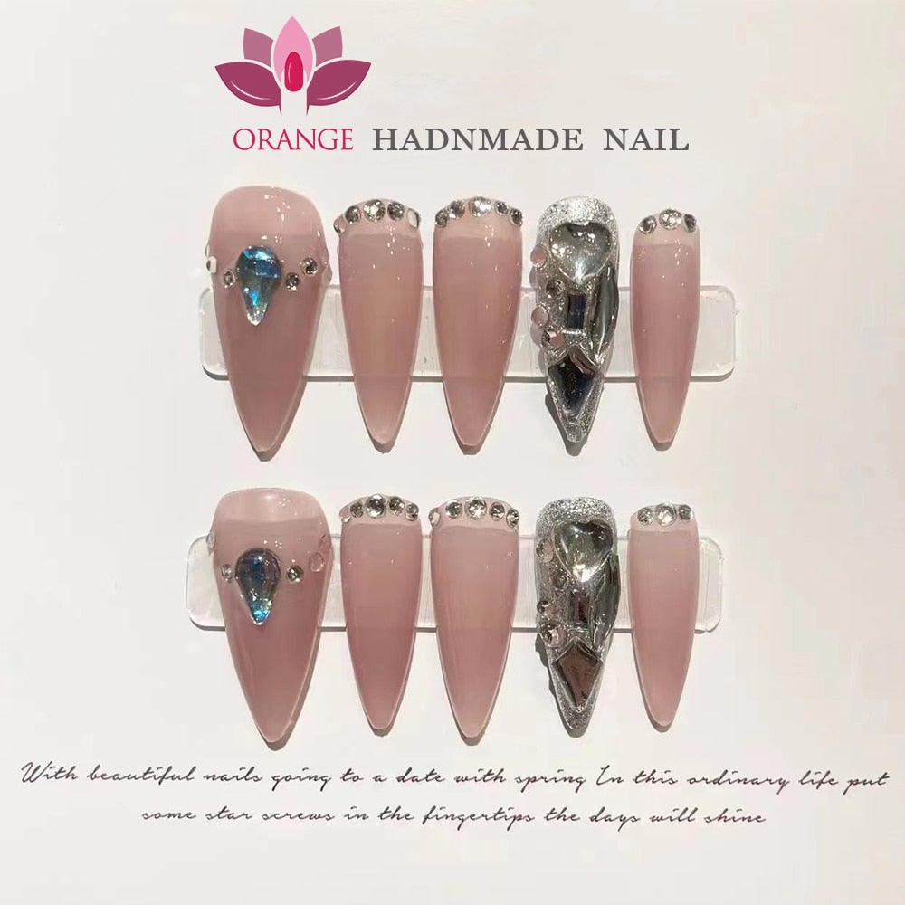 Handmade Stiletto Press On Nail Professional Design Full Cover Japanese decorated Manicuree Wearable Nail Art XS S M L Size Nail