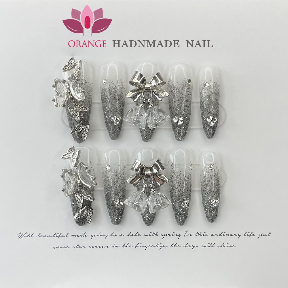 Handmade Stiletto Press On nails Reusable Decoration Fake Nails Full Cover Artificial Manicuree Wearable XS S M L Size Nails Art